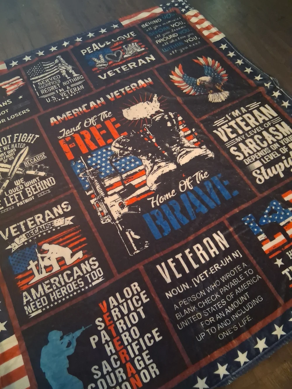 Patriotic Veteran Freedom Throw Blanket – Blue/Red Soft.
